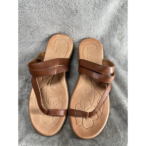 Børn Shoes - BOC Born Women’s Alisha Brown Strappy Slip On Thong Sandals Toe Ring Brown Sz 10